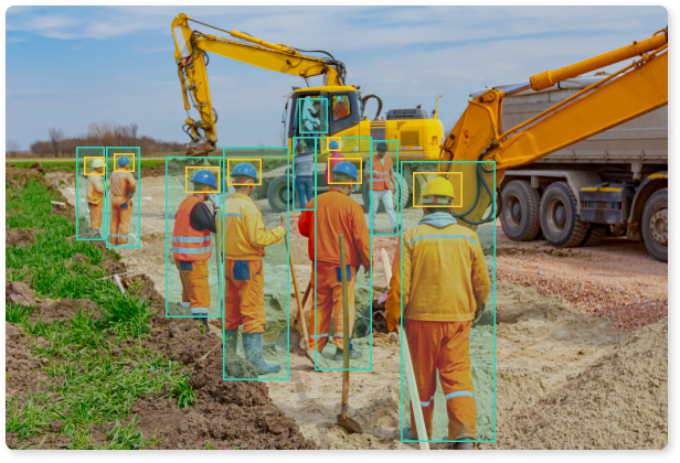 Person detection and PPE detection at construction site